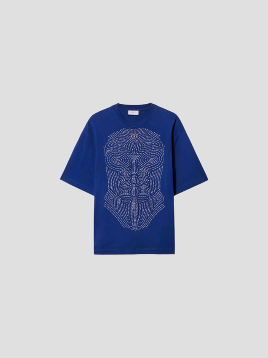 CAMISETA OFF-WHITE CREWNECK BODY STITCH WITH EMBROIDERY BLUE