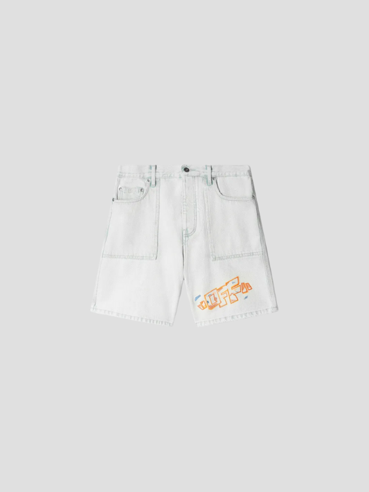SHORTS OFF-WHITE UTILITY DENIM BLUE