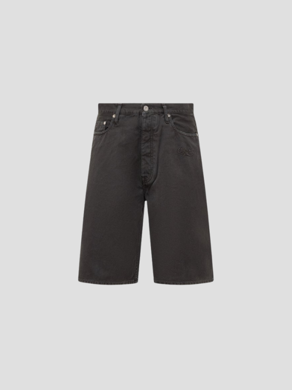 PANTALON SHORT OFF-WHITE SEASONAL 5 POCKET WAVE DENIM BLACK